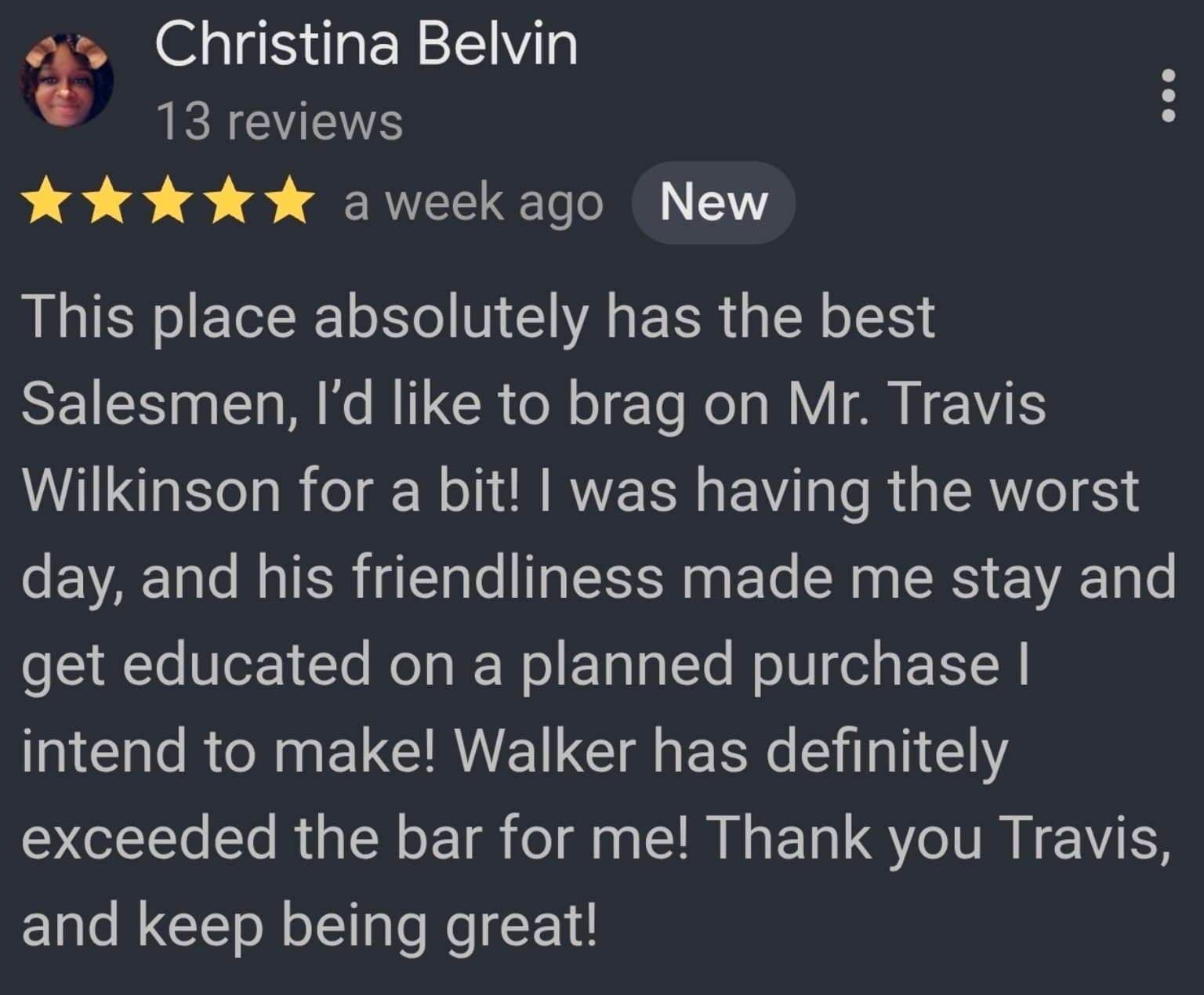 Review from Christina Belvin