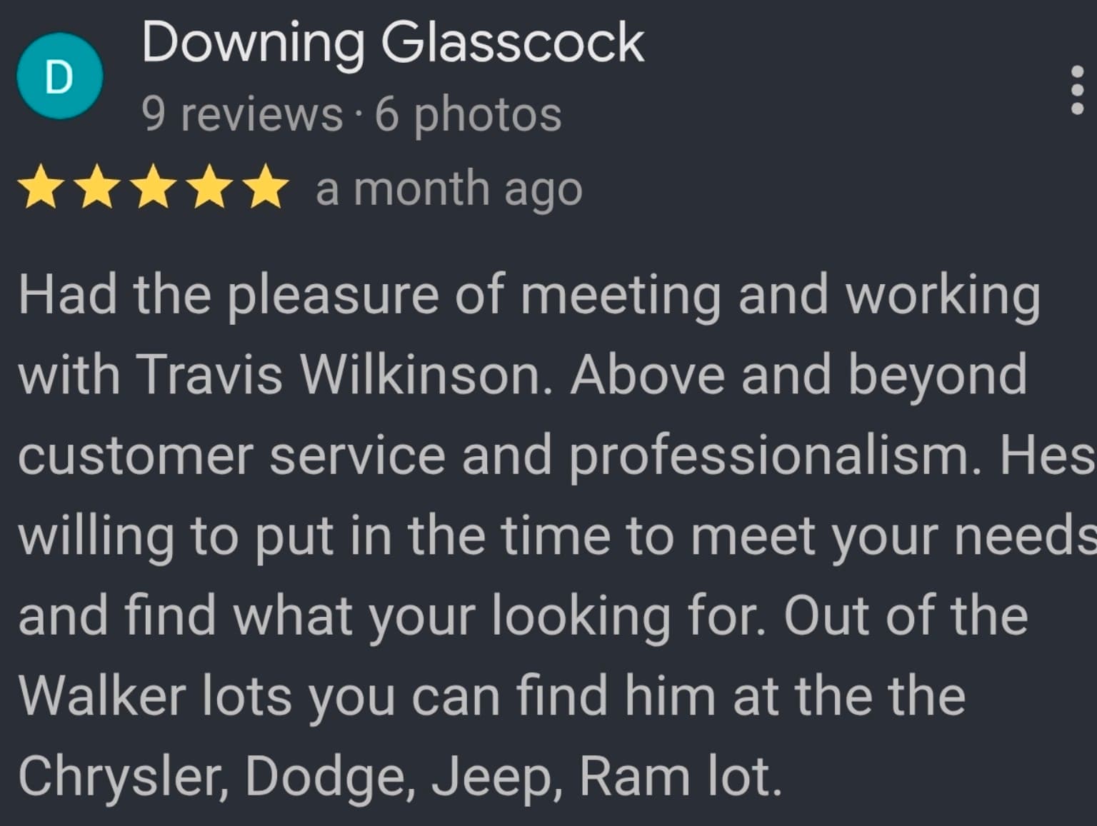 Review from Downing Glasscock